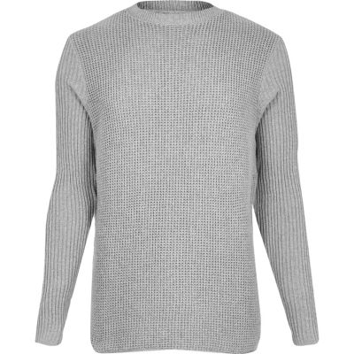 Grey textured tunic jumper